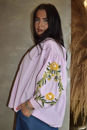 Hutton Crewel Work Shirt Pink